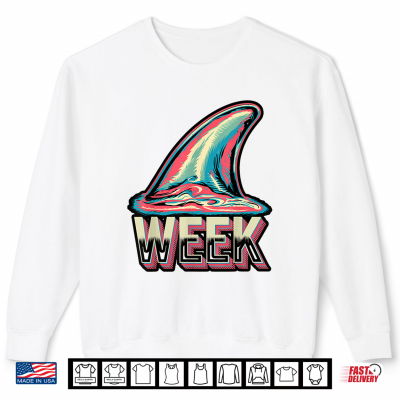 Sweatshirt Retro Shark Fins Week Graphic Shirt