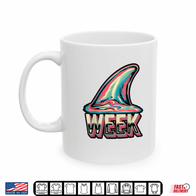 Mug Retro Shark Fins Week Graphic Shirt