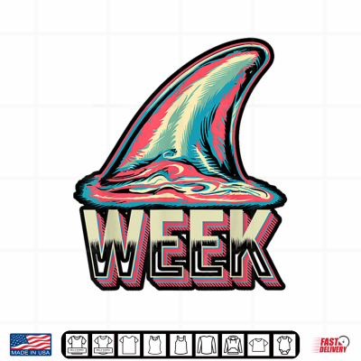 Design Retro Shark Fins Week Graphic Shirt