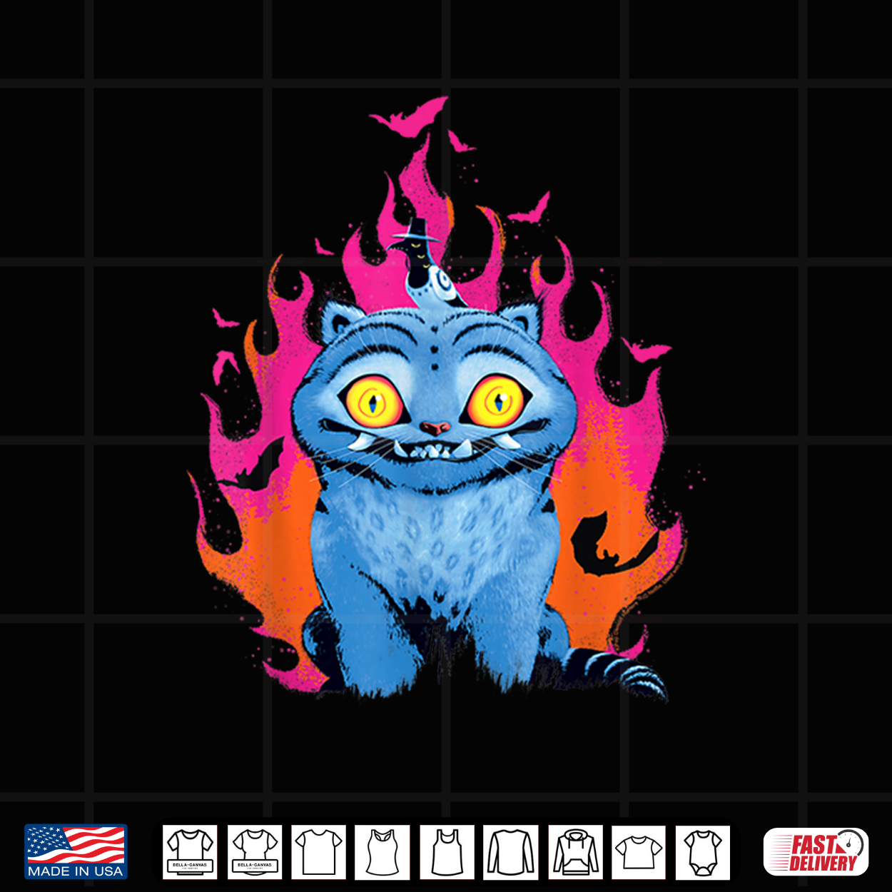Kpop Demon Hunters Halloween Derpy & Sussie Flames & Bats Shirt Kpop Demon Hunters Halloween Derpy & Sussie Flames & Bats Shirt
