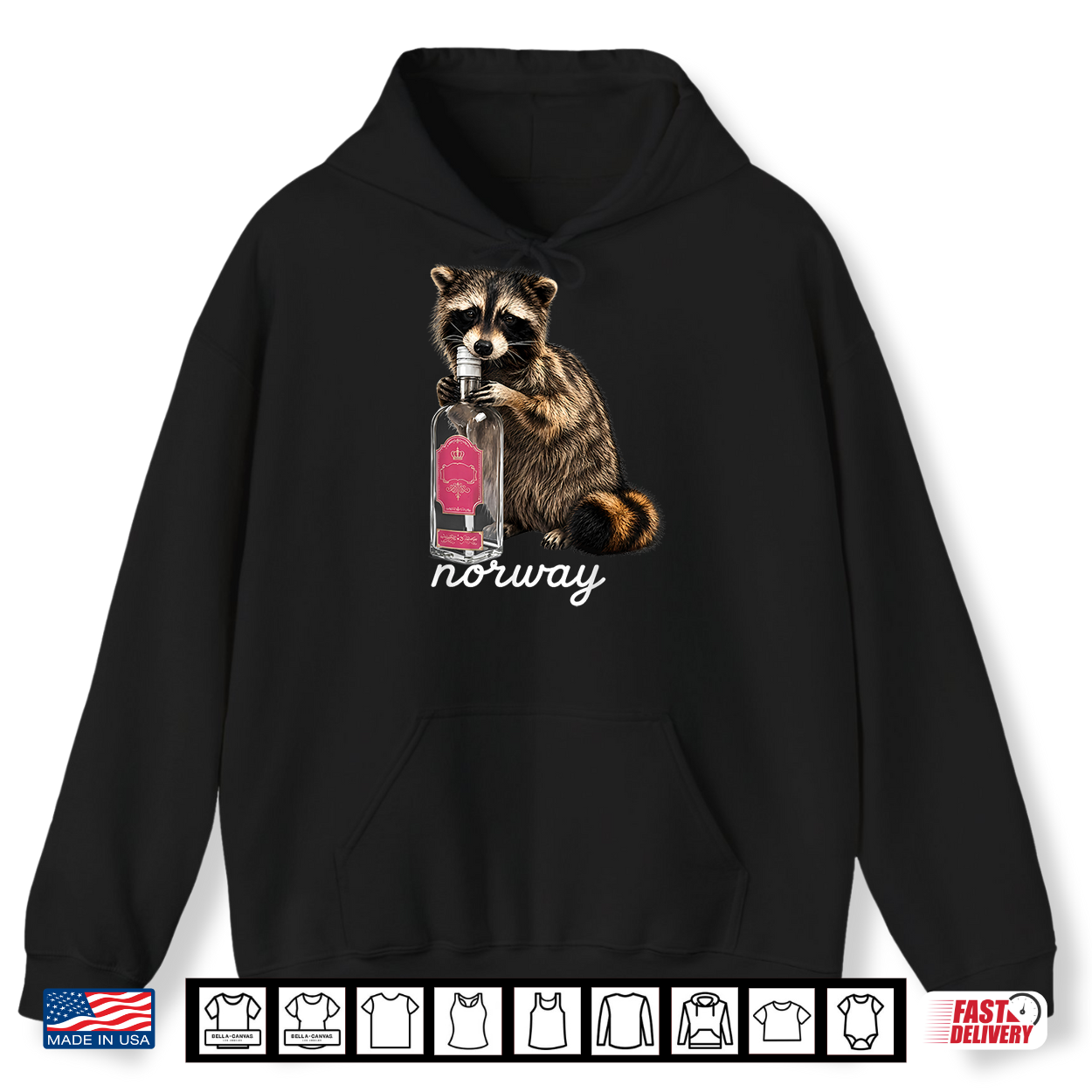 Norway Party Whiskey Raccoon With Pink Bottle Men Women Shirt Norway Party Whiskey Raccoon With Pink Bottle Men Women Shirt