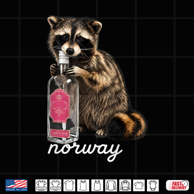 Norway Party Whiskey Raccoon With Pink Bottle Men Women Shirt 4 Design Norway Party Whiskey Raccoon with Pink Bottle Men Women Shirt