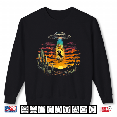 Cute Dachshund Ufo Alien Abduction Desert Sunset Design Shirt 2 Sweatshirt Cute Dachshund UFO Alien Abduction Desert Sunset Design Shirt 1