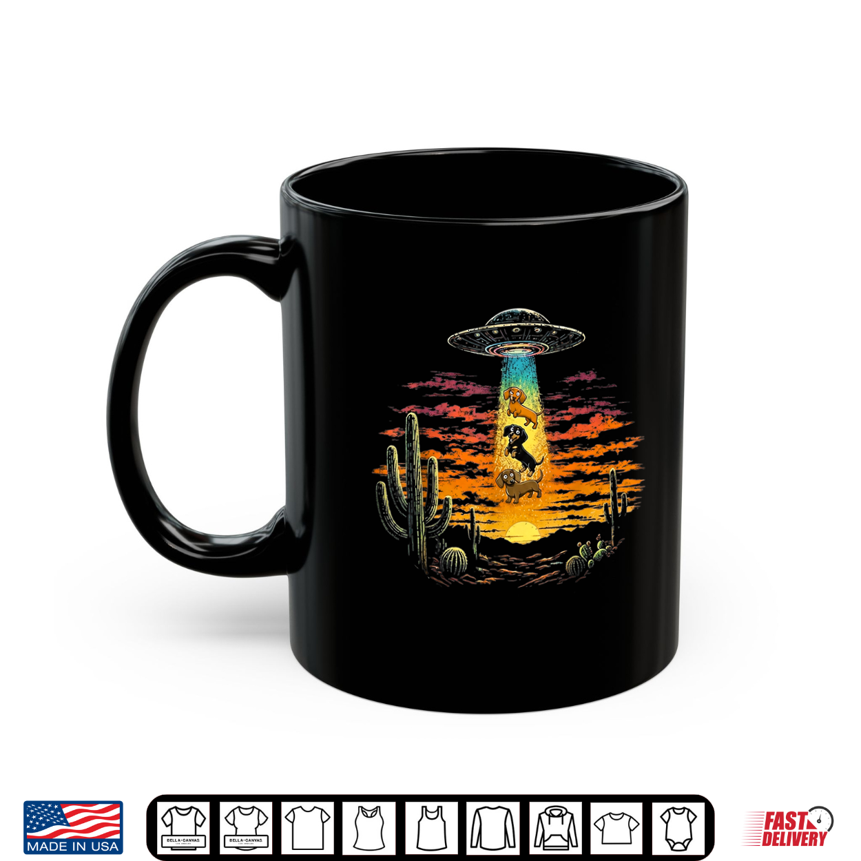 Cute Dachshund Ufo Alien Abduction Desert Sunset Design Shirt Cute Dachshund Ufo Alien Abduction Desert Sunset Design Shirt