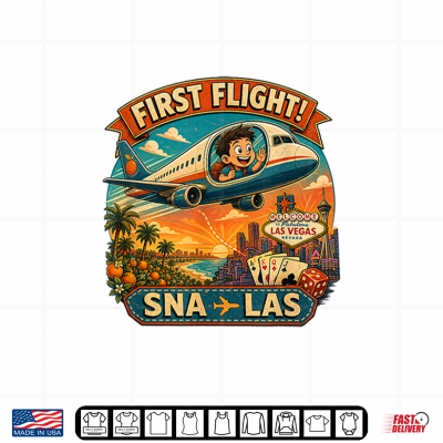 Design A Boys First Airplane Flight from Santa Ana to Las Vegas Shirt