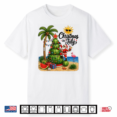Christmas In July Watermelon Xmas Tree Santa Shirt