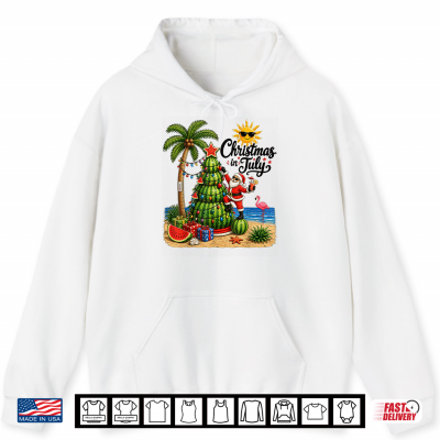 Hoodie Christmas in July Watermelon Xmas Tree Santa Shirt