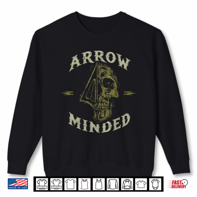 Sweatshirt Arrow Minded Archery Bowhunting Skull Retro Broadhead Hunter Shirt