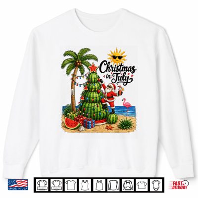 Sweatshirt Christmas in July Watermelon Xmas Tree Santa Shirt