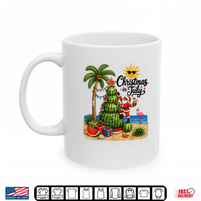 Mug Christmas in July Watermelon Xmas Tree Santa Shirt