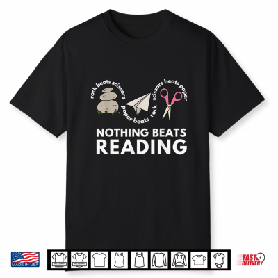 Rock Paper Scissors Nothing Beats Reading Book Lover Library Shirt