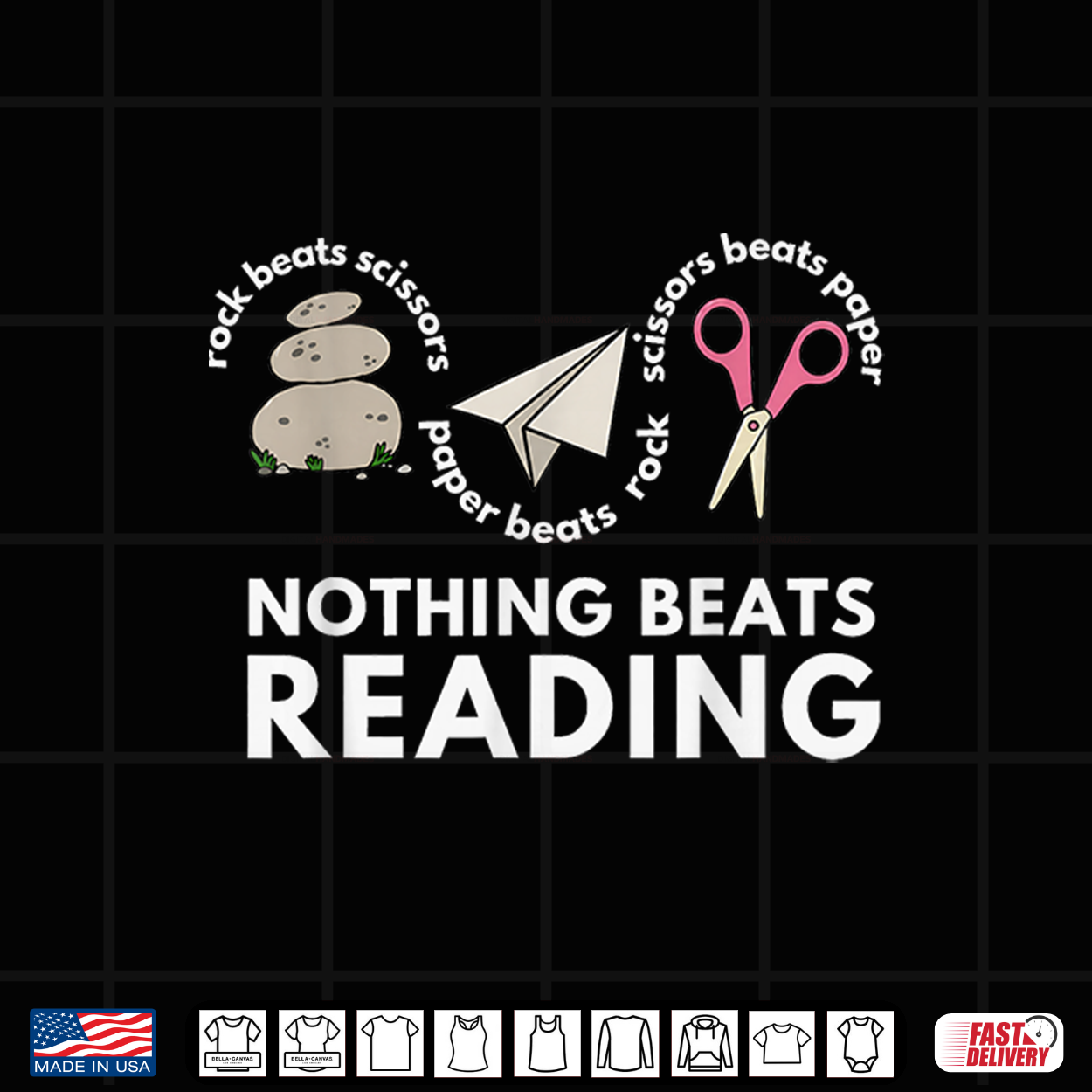 Rock Paper Scissors Nothing Beats Reading Book Lover Library Shirt Rock Paper Scissors Nothing Beats Reading Book Lover Library Shirt