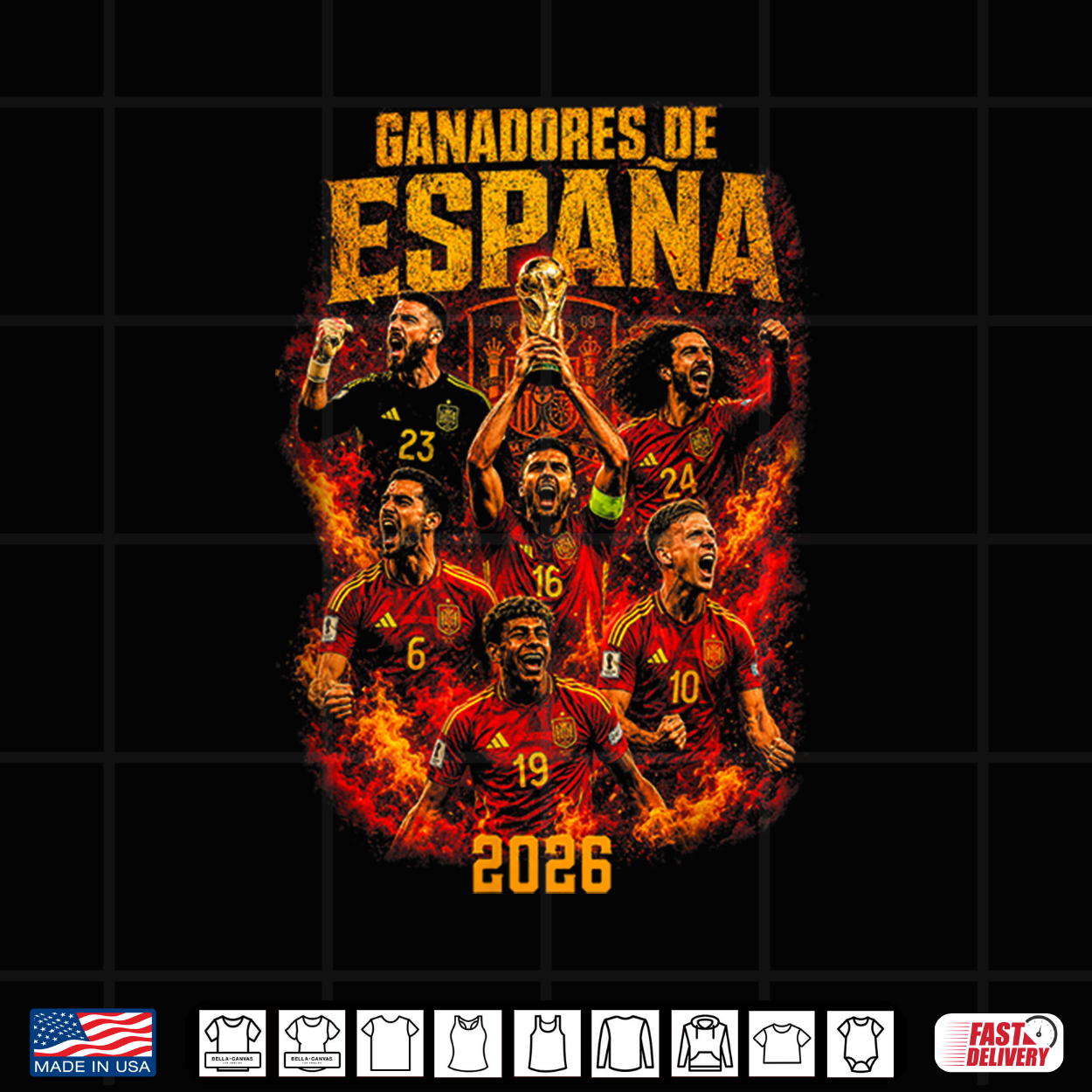 Spain Squad Winners Ganadores 2026 World Cup Football Shirt Spain Squad Winners Ganadores 2026 World Cup Football Shirt