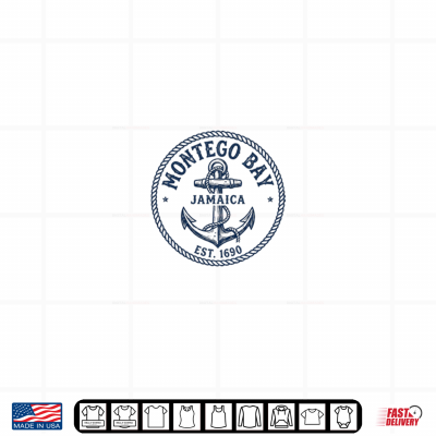 Montego Bay Jamaica Nautical Anchor Badge Design Shirt 4 Design Montego Bay Jamaica Nautical Anchor Badge Design Shirt