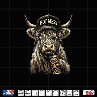 Design Hot Mess Highland Cow Shirt