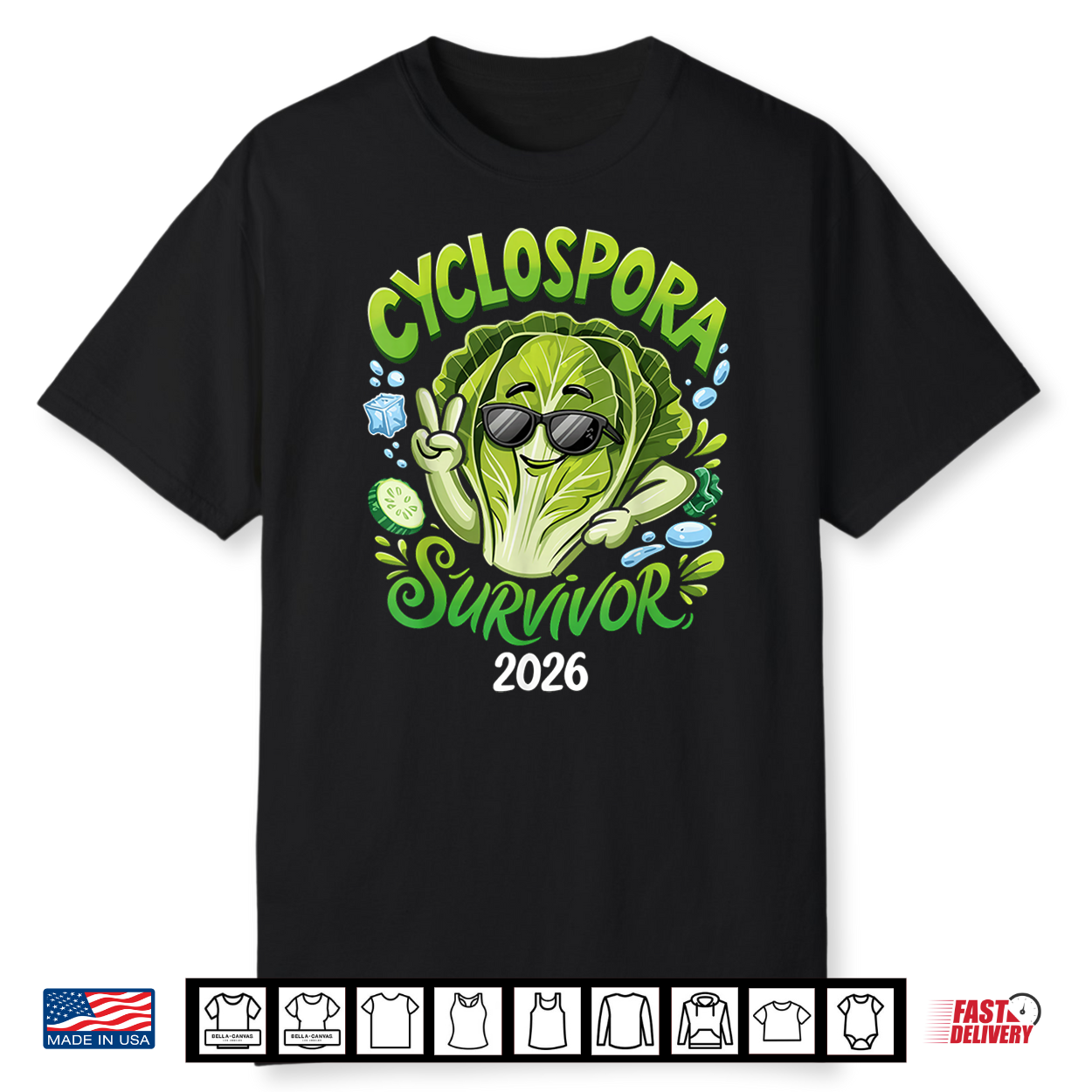 Cyclospora Survivor 2026 Funny Lettuce Parasite Cyclosporias Shirt Cyclospora Survivor 2026 Funny Lettuce Parasite Cyclosporias Shirt
