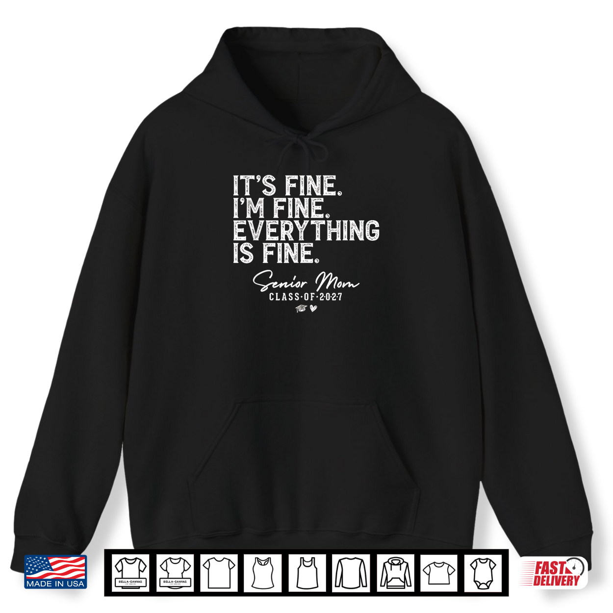 Retro I’M Fine Everything Is Fine Senior Mom Class Of 2027 Shirt