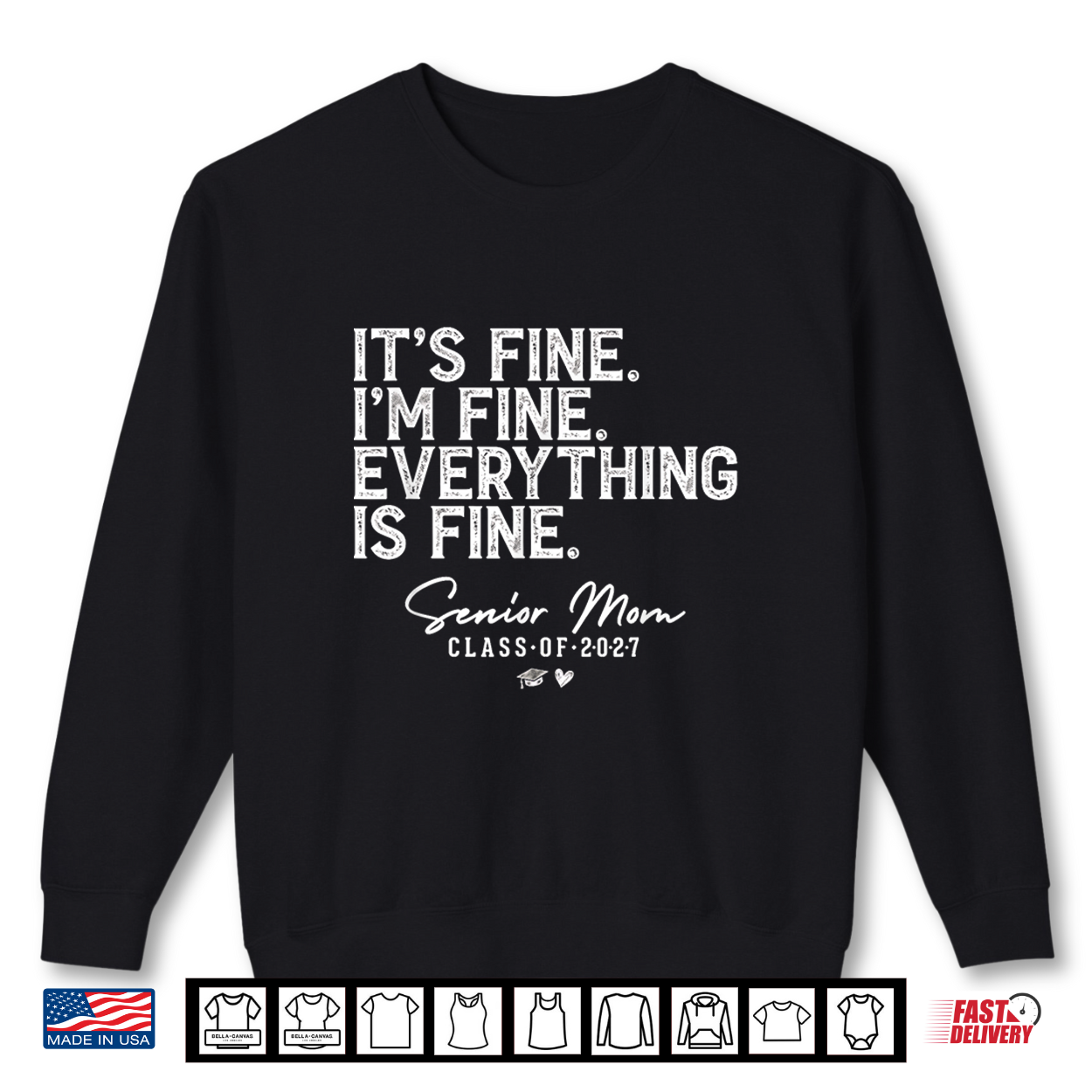 Retro I’M Fine Everything Is Fine Senior Mom Class Of 2027 Shirt