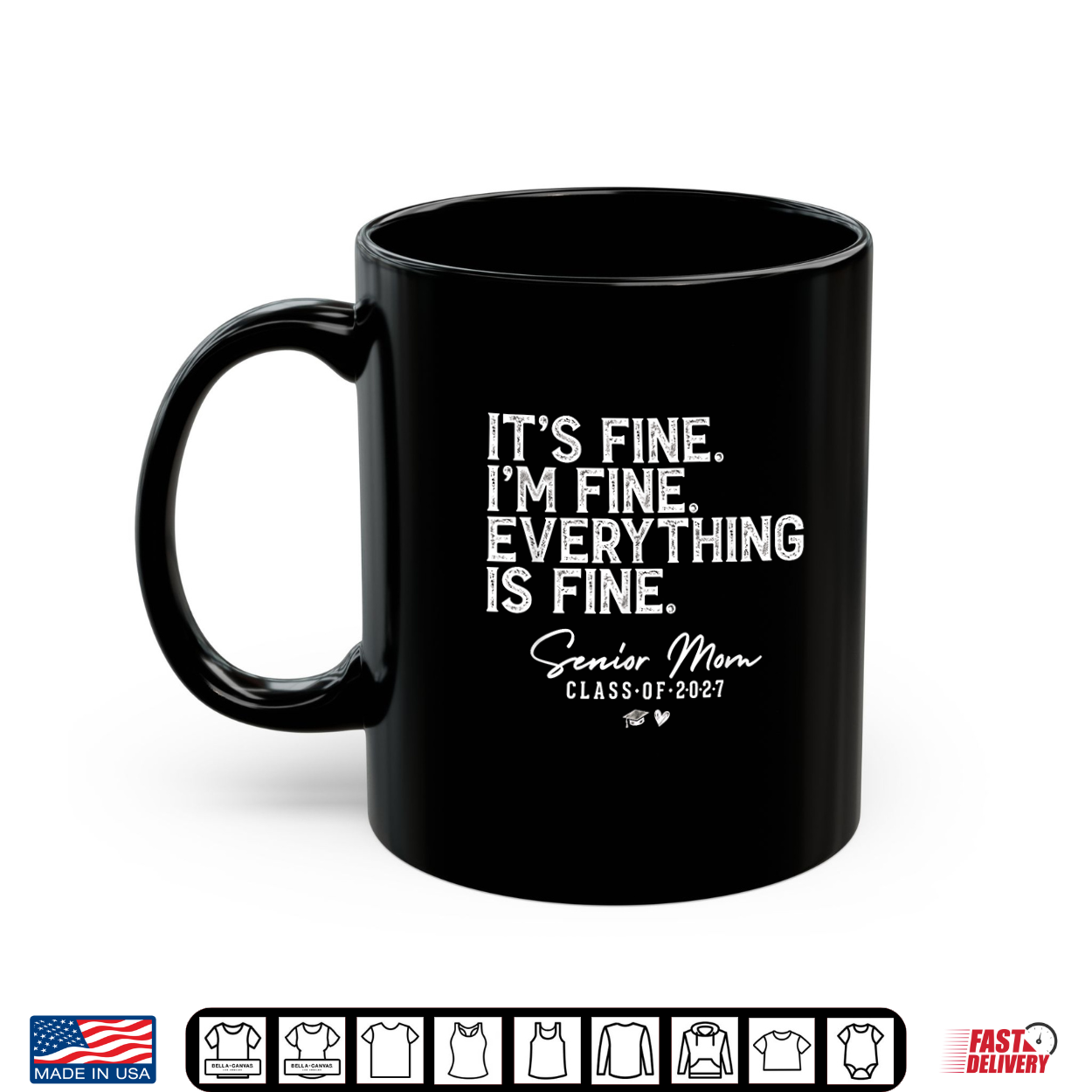 Retro I’M Fine Everything Is Fine Senior Mom Class Of 2027 Shirt