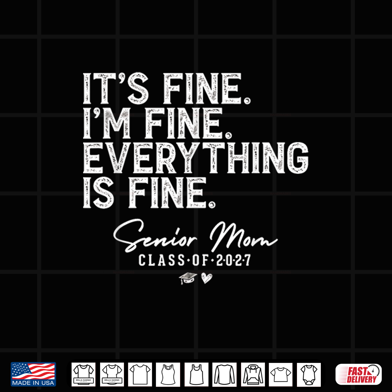 Retro I’M Fine Everything Is Fine Senior Mom Class Of 2027 Shirt