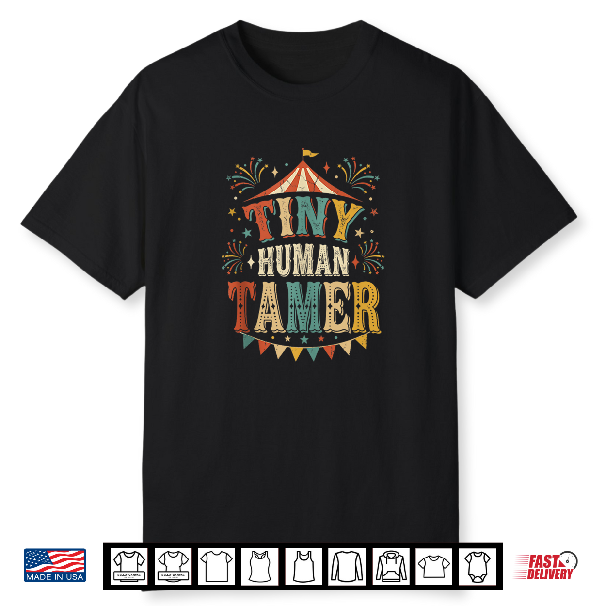 Tiny Human Tamer Funny Circus Parent Humor Vintage Shirt