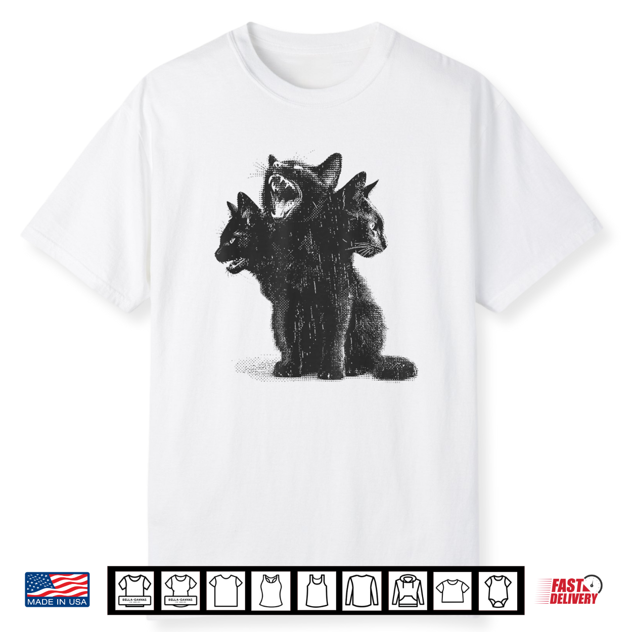 3 Headed Cat Vintage Grunge Alt 90S Halloween Goth Horror Shirt 3 Headed Cat Vintage Grunge Alt 90S Halloween Goth Horror Shirt
