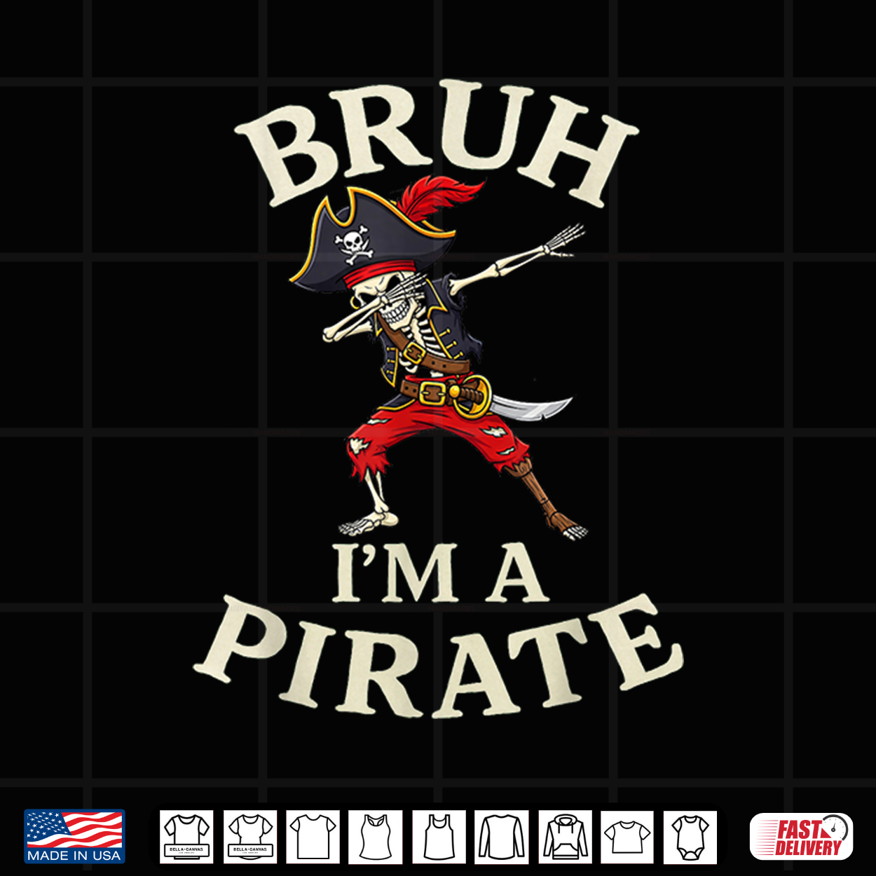 Bruh Pirate Lazy Dabbing Skull Costume Pretend I’M A Pirate Shirt