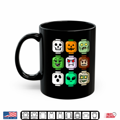 Mug Halloween Building Brick Head Pumpkin Ghost Zombie Shirt