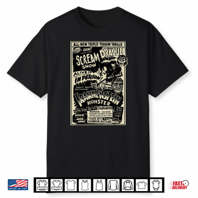 Horror Movie Monster Mummy Dracula Werewolf Frankenstein Shirt
