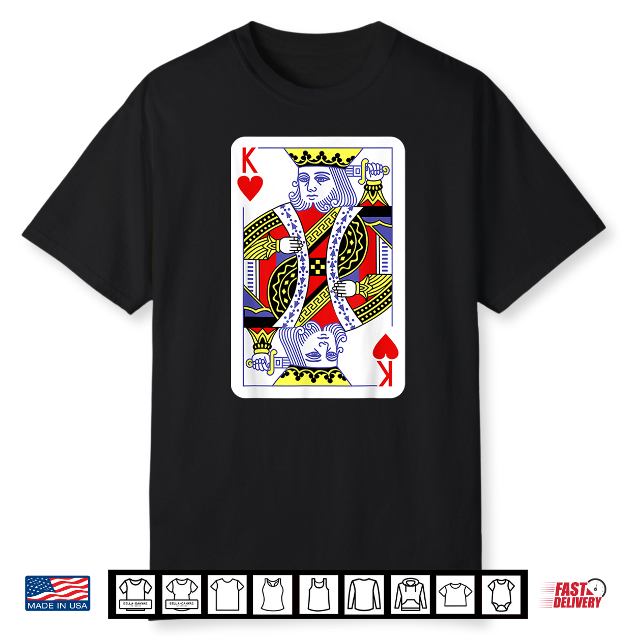 King Of Hearts Playing Cards Halloween Costume Casino Easy Shirt