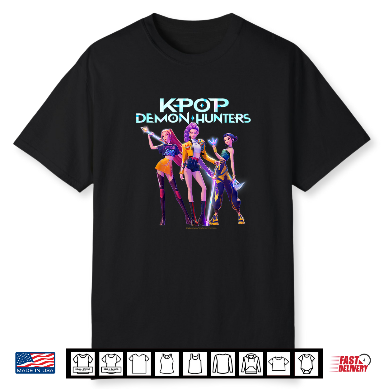 Kpop Demon Hunters Halloween Huntrix Heroic Poses Group Shot Shirt