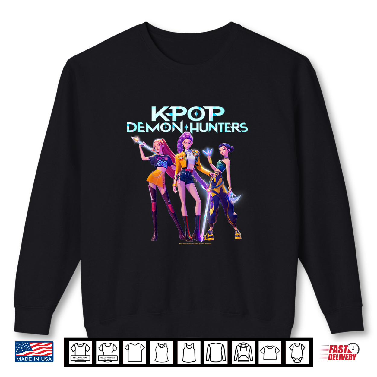 Kpop Demon Hunters Halloween Huntrix Heroic Poses Group Shot Shirt