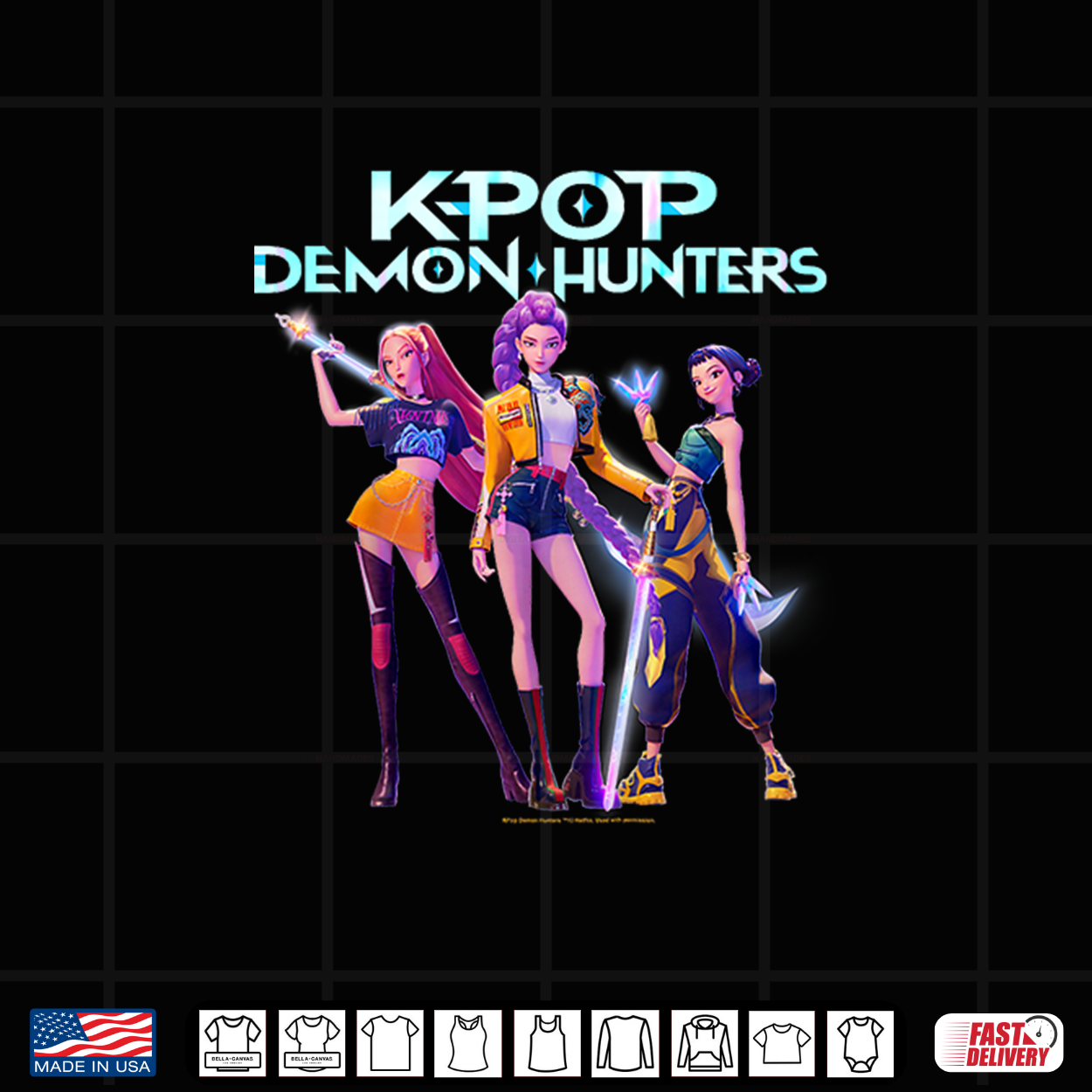 Kpop Demon Hunters Halloween Huntrix Heroic Poses Group Shot Shirt