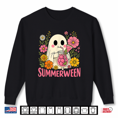 Sweatshirt Summerween Funny Ghost Halloween Summer Floral Shirt