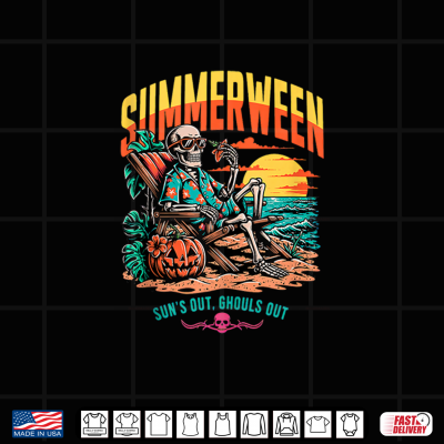Design Summerween Skeleton Travel Beach Halloween Vacation Holiday Shirt