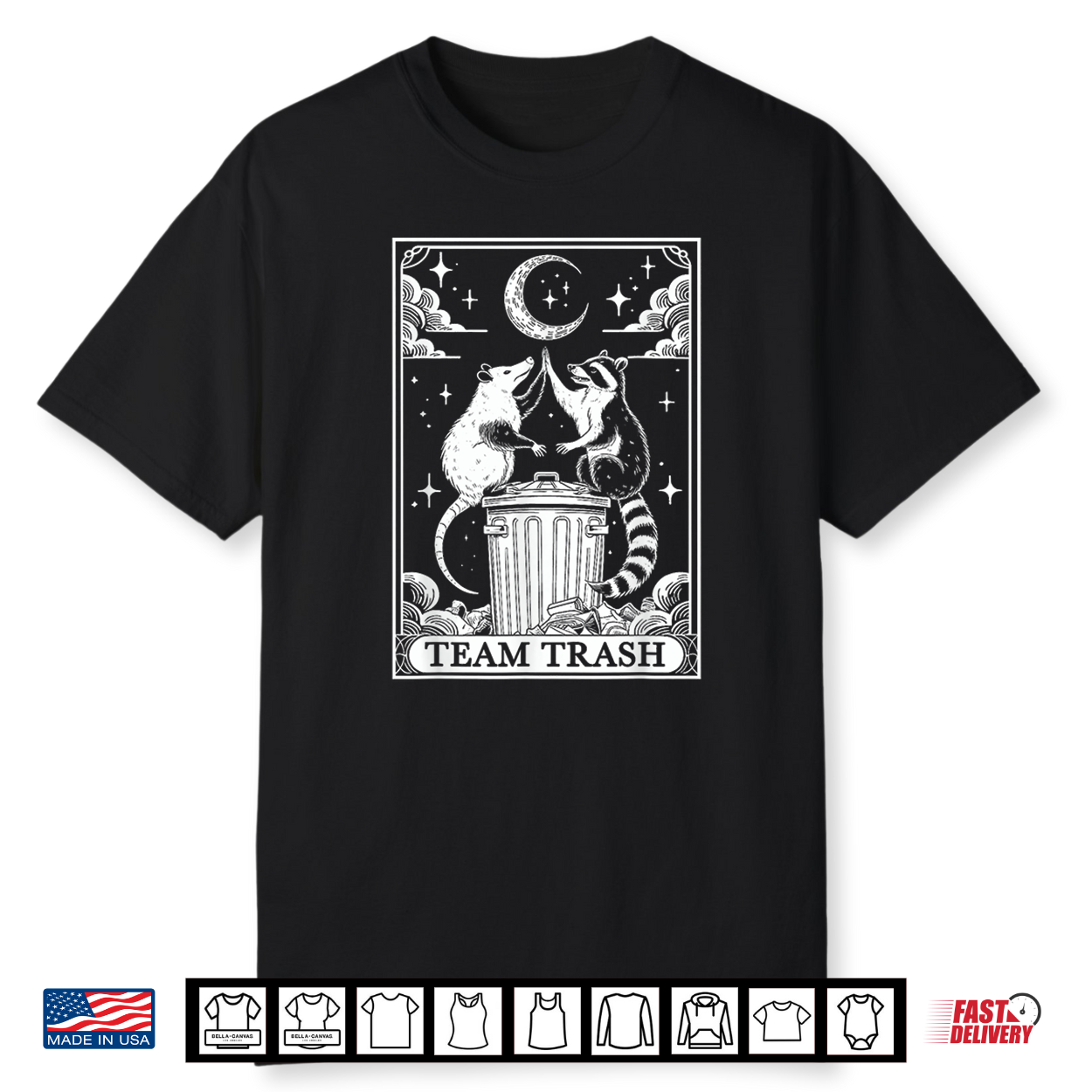 Tarot Card Vintage Team Trash Crescent Moon Opossum Raccoon Shirt Tarot Card Vintage Team Trash Crescent Moon Opossum Raccoon Shirt