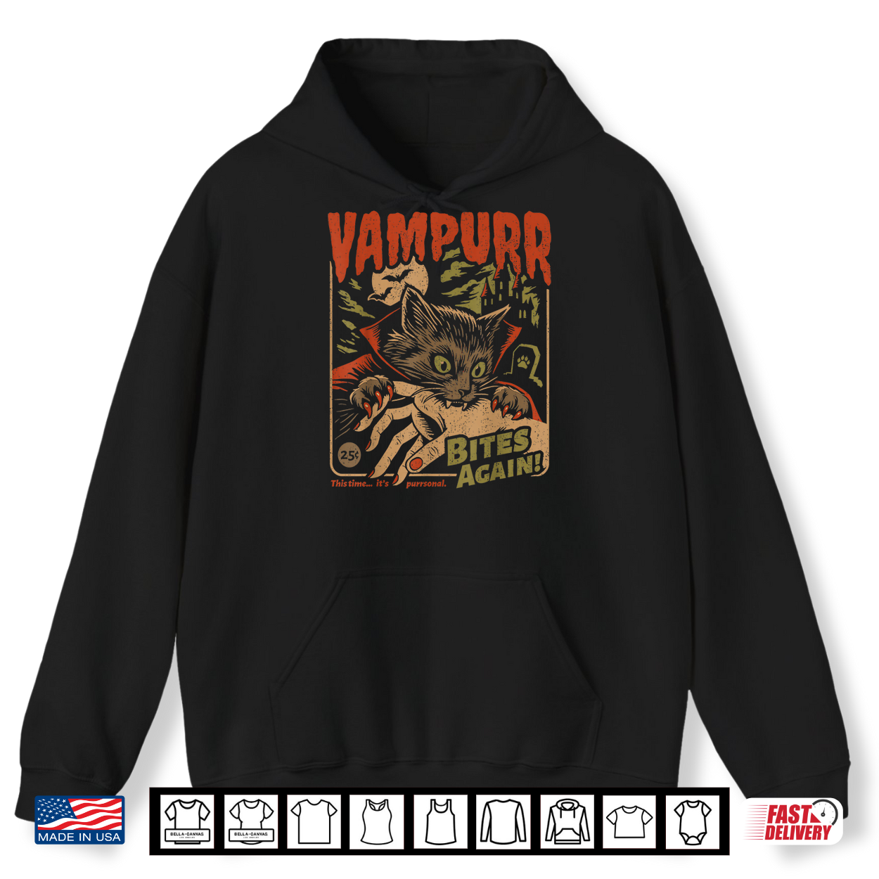 Vampurr Bites Again Funny Cat Halloween Vintage Shirt