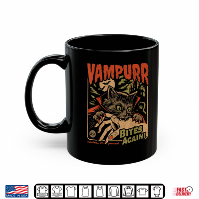 Mug Vampurr Bites Again Funny Cat Halloween Vintage Shirt