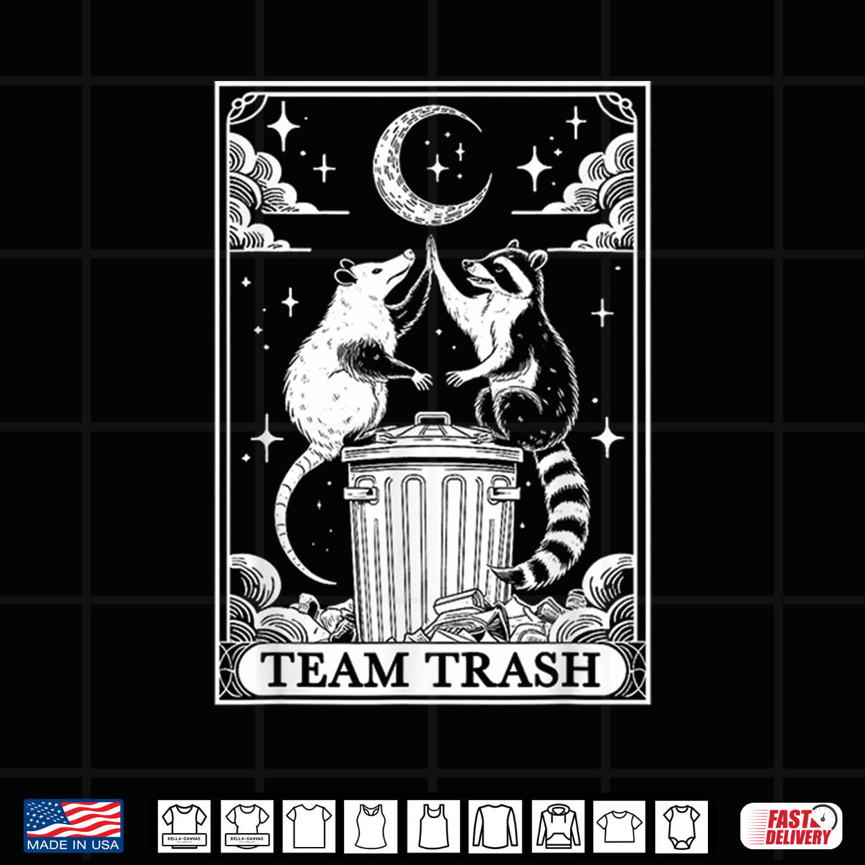 Tarot Card Vintage Team Trash Crescent Moon Opossum Raccoon Shirt Tarot Card Vintage Team Trash Crescent Moon Opossum Raccoon Shirt