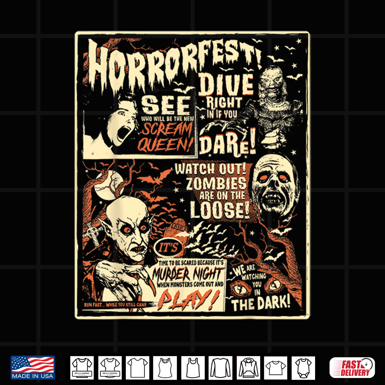 Vintage Horrorfest Poster Halloween Movie Old Time Horror Shirt Vintage Horrorfest Poster Halloween Movie Old Time Horror Shirt