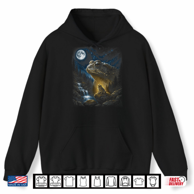 Frog Howling At Moon 90'S Retro Nature Forest Animal Shirt 1 Hoodie Frog Howling At Moon 90s Retro Nature Forest Animal Shirt