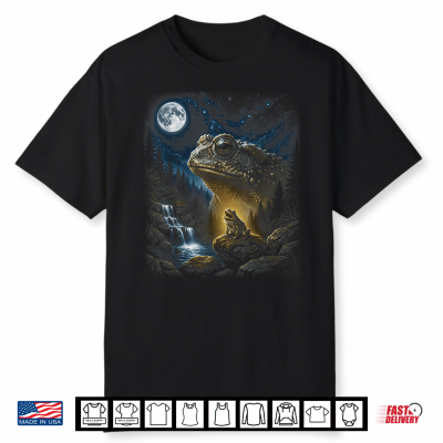 Frog Howling At Moon 90’S Retro Nature Forest Animal Shirt