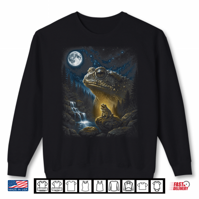 Frog Howling At Moon 90'S Retro Nature Forest Animal Shirt 2 Sweatshirt Frog Howling At Moon 90s Retro Nature Forest Animal Shirt 1
