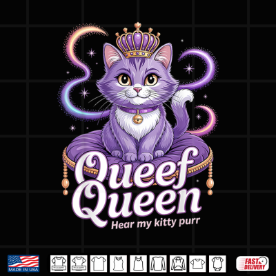 Design Funny Purple Queen Cat Dirty Joke Kitty Purr Rude Cat Meme Shirt
