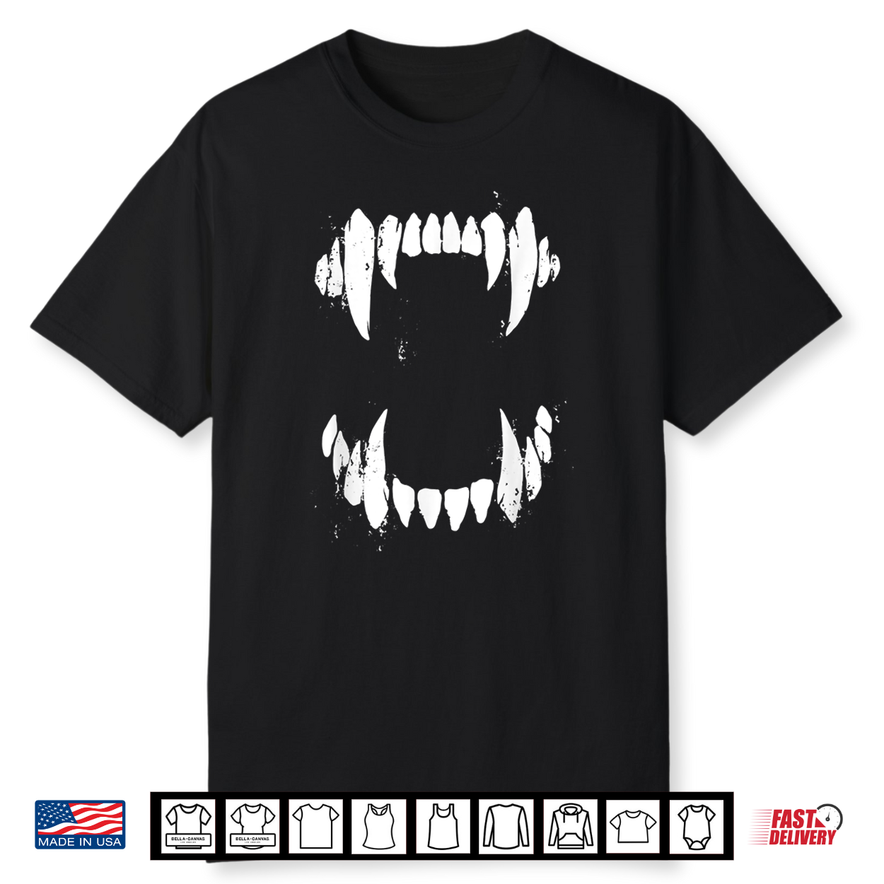 Halloween Horror Wolf Dog Vampire Monster Teeth Costume Shirt