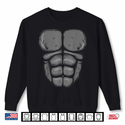 Sweatshirt Halloween Gorilla Monkey Belly Chest Costume Shirt