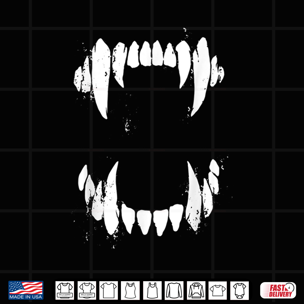 Halloween Horror Wolf Dog Vampire Monster Teeth Costume Shirt