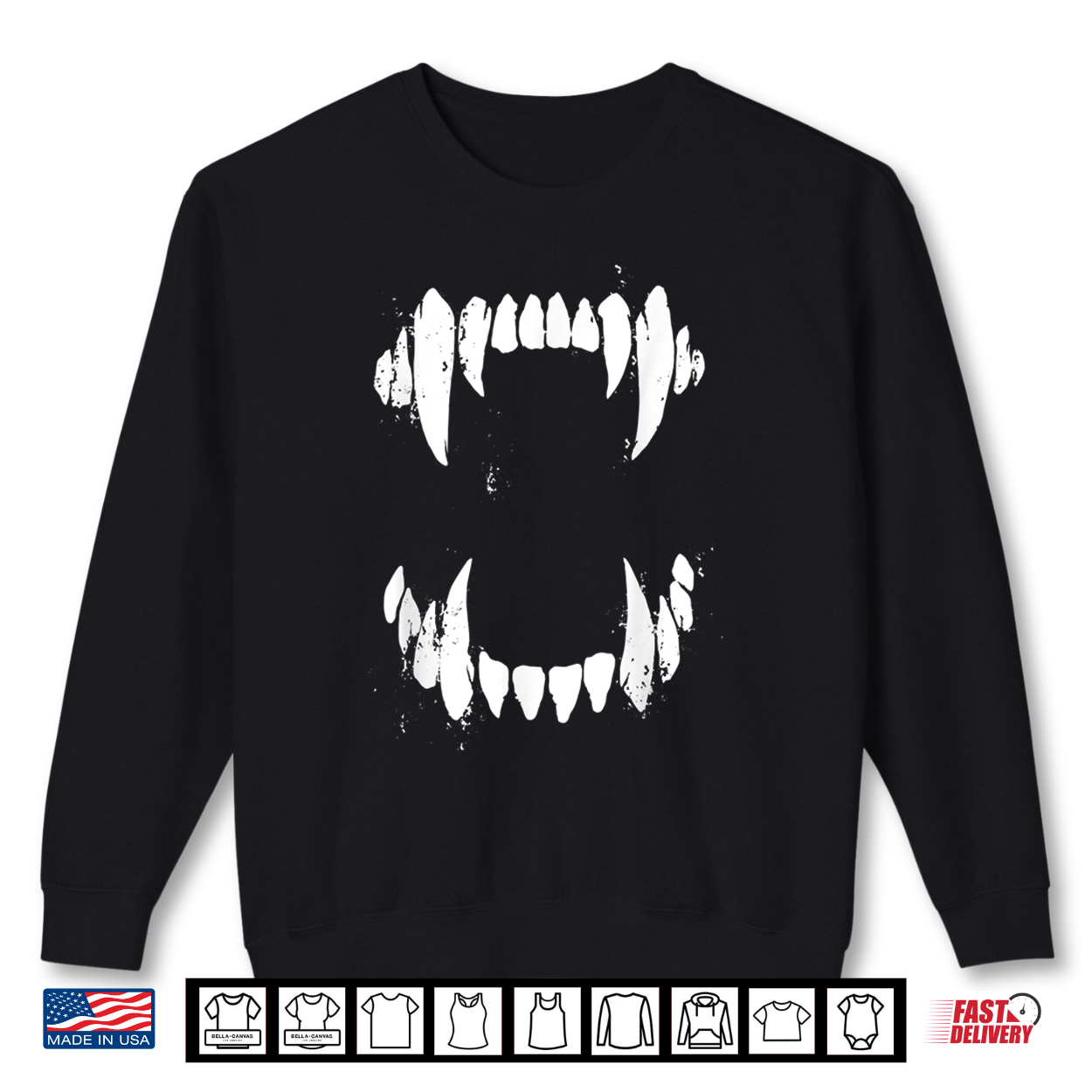 Halloween Horror Wolf Dog Vampire Monster Teeth Costume Shirt