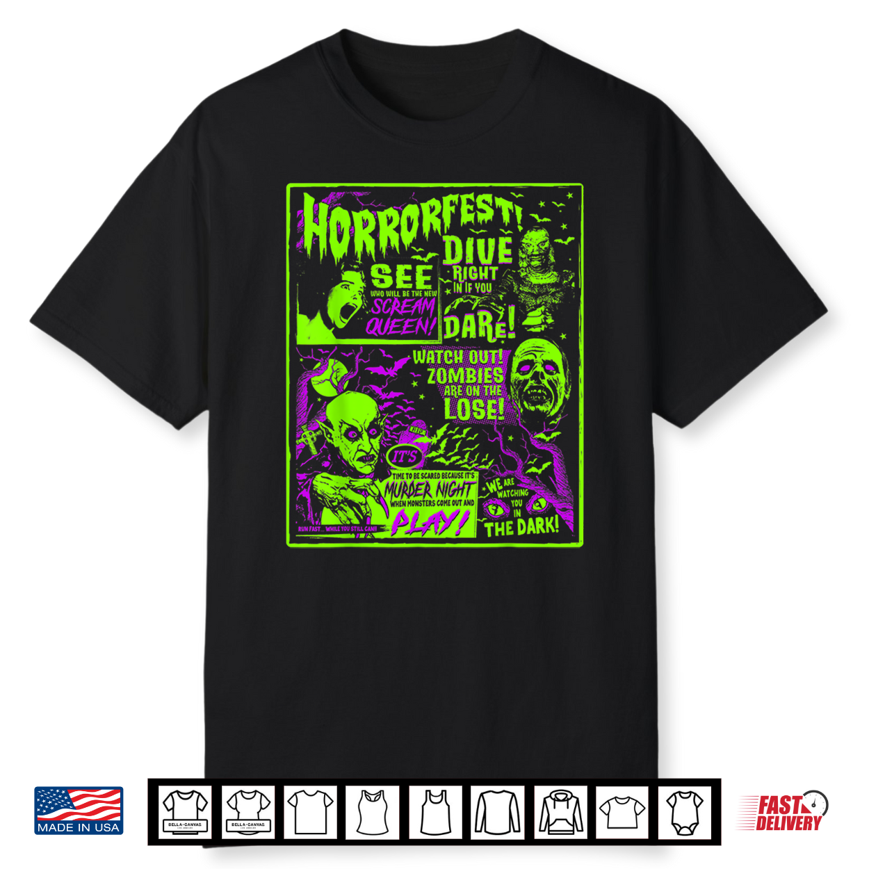 Horrorfest Halloween Movie Poster Old Time Horror Shirt