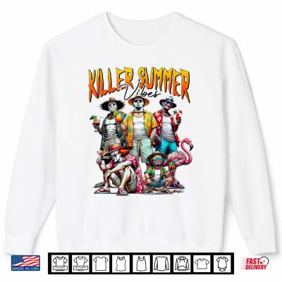 Sweatshirt Horror Summer Vibes Funny Halloween Summerween Beach Shirt 1
